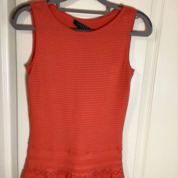 Lauren Ralph Lauren Women's Orange Knit Sleeveless Mini Dress Size XS Colorful - Picture 2 of 8